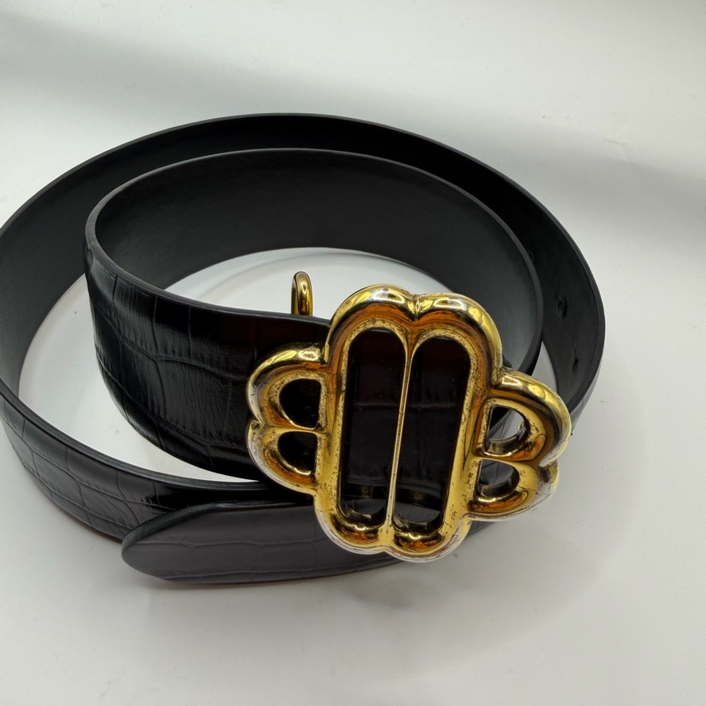 MAJE Clover Croc Embossed Leather Belt size 2